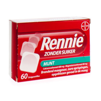 RENNIE ZONDER SUIKER/SANS SUCRE PASTILLES 60