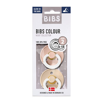 BIBS 2 FOPSPEEN DUO GLOW IN DARK VANILLA/BLUSH