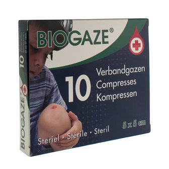 BIOGAZE VERBANDGAAS GEIMPREGNEERD 5X 5CM 10