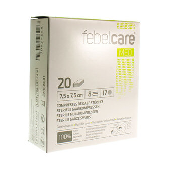 FEBELCARE GAASKOMPRES STERIEL 7,5X 7,5CM 20X1