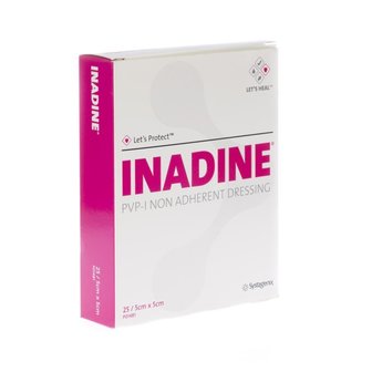 INADINE KP GE&Iuml;MPREGNEERD VERBAND 5,0X 5,0CM 25