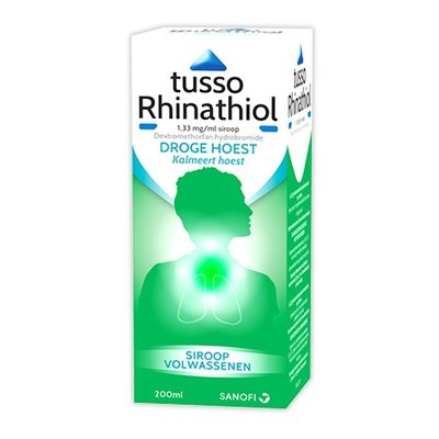 TUSSO RHINATHIOL 2MG/ML SIROOP VOLWASSENEN ZONDER SUIKER 180ML