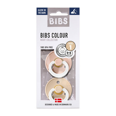 BIBS 1 FOPSPEEN DUO GLOW IN DARK VANILLA/BLUSH