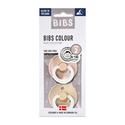 BIBS 2 FOPSPEEN DUO GLOW IN DARK VANILLA/BLUSH