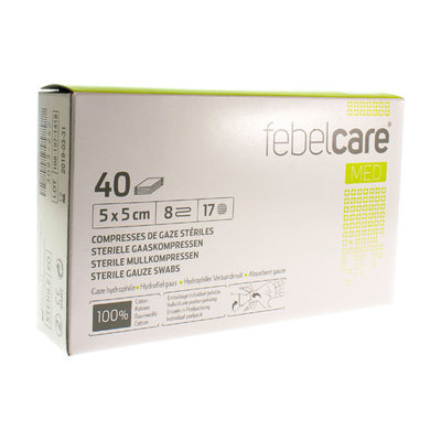 FEBELCARE GAASKOMPRES STERIEL 5,0X 5,0CM 40X1