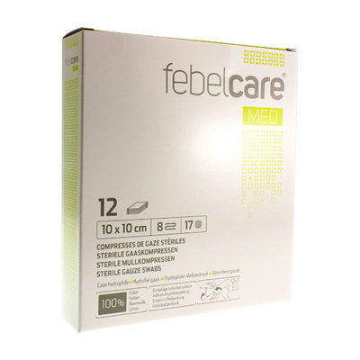 FEBELCARE GAASKOMPRES STERIEL 10,0X10,0CM 12X1