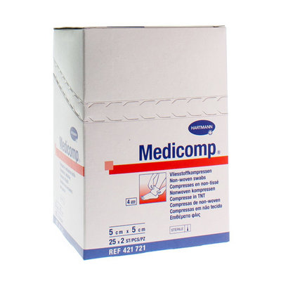 MEDICOMP KOMPRESSEN STERIEL 5 X 5CM 25 X 2 STUKS