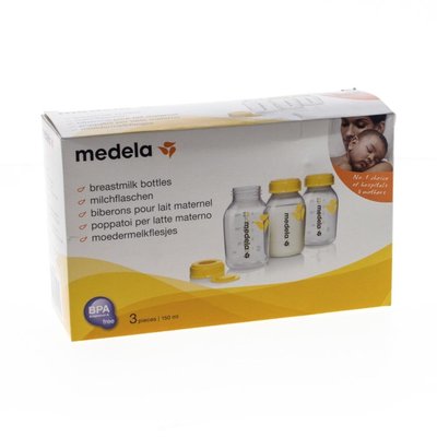 MEDELA SET 3 MELKFLESJES BEDRUKT 150ML